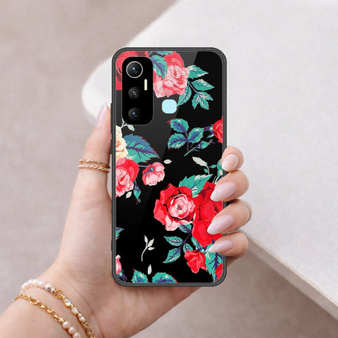 Infinix Hot 11 Cover - Floral Series - HQ Ultra Shine Premium Infinity Glass Soft Silicon Borders Case