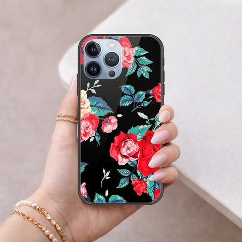 iPhone 14 Pro Cover - Floral Series - HQ Ultra Shine Premium Infinity Glass Soft Silicon Borders Case