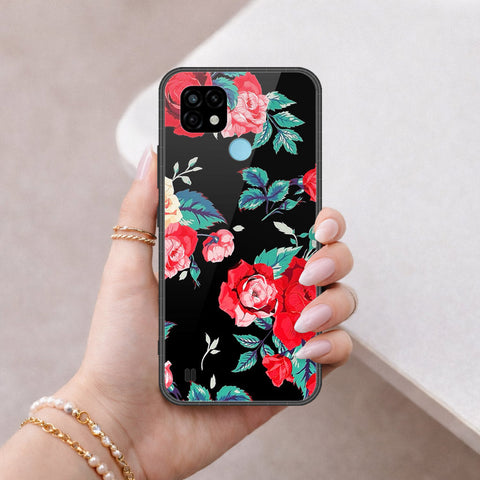 Realme C21 Cover - Floral Series - HQ Ultra Shine Premium Infinity Glass Soft Silicon Borders Case