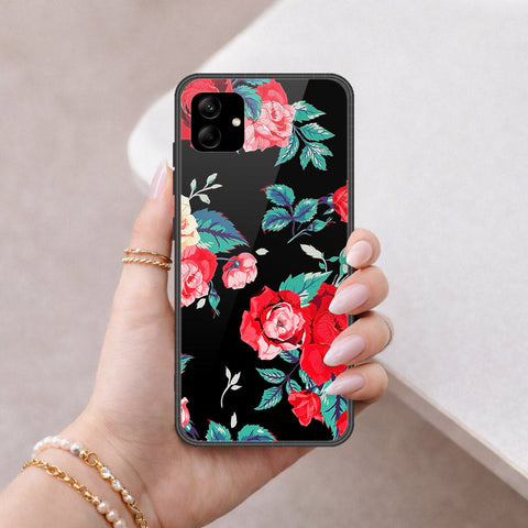 Samsung Galaxy A04e Cover - Floral Series - HQ Ultra Shine Premium Infinity Glass Soft Silicon Borders Case