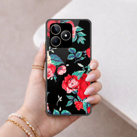 Realme C53 Cover - Floral Series - HQ Ultra Shine Premium Infinity Glass Soft Silicon Borders Case