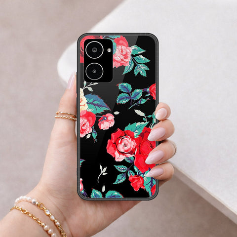 Realme 10 Cover - Floral Series - HQ Ultra Shine Premium Infinity Glass Soft Silicon Borders Case