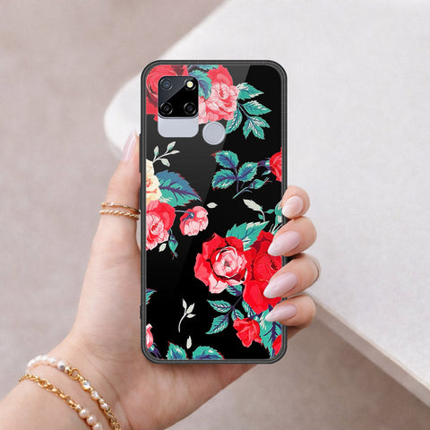 Realme C12 Cover - Floral Series - HQ Ultra Shine Premium Infinity Glass Soft Silicon Borders Case