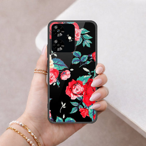 Infinix Hot 30 Cover - Floral Series - HQ Ultra Shine Premium Infinity Glass Soft Silicon Borders Case