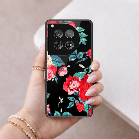 OnePlus 12 Cover - Floral Series - HQ Ultra Shine Premium Infinity Glass Soft Silicon Borders Case