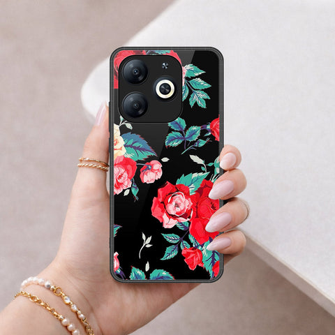 Infinix Smart 8 Pro Cover - Floral Series - HQ Ultra Shine Premium Infinity Glass Soft Silicon Borders Case