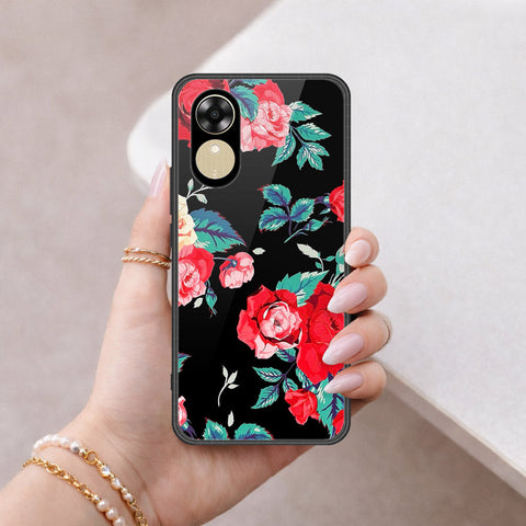 Oppo A17k Cover - Floral Series - HQ Ultra Shine Premium Infinity Glass Soft Silicon Borders Case