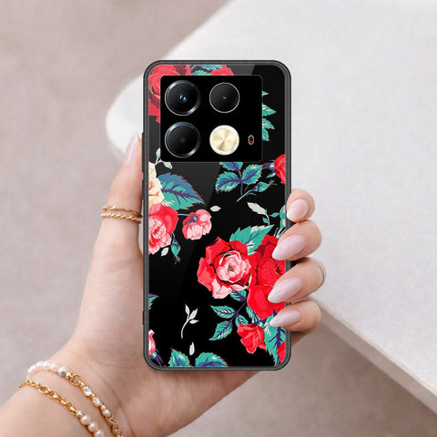 Infinix Note 40 Cover - Floral Series - HQ Ultra Shine Premium Infinity Glass Soft Silicon Borders Case