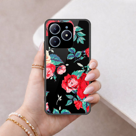 Realme C63 Cover - Floral Series - HQ Ultra Shine Premium Infinity Glass Soft Silicon Borders Case