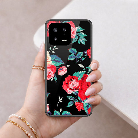 Xiaomi 13 Cover - Floral Series - HQ Ultra Shine Premium Infinity Glass Soft Silicon Borders Case