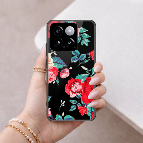 Xiaomi 14 Cover - Floral Series - HQ Ultra Shine Premium Infinity Glass Soft Silicon Borders Case