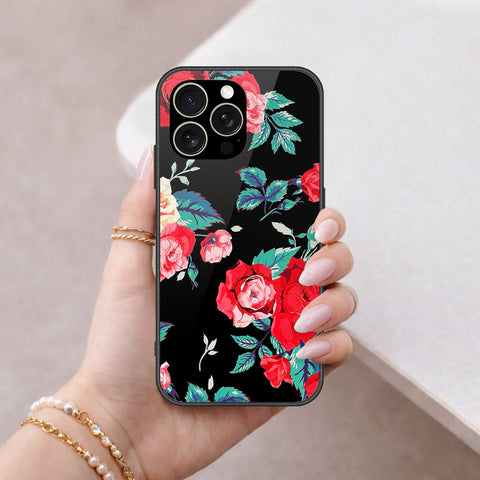 IPhone 15 Pro Max Cover - Floral Series - HQ Ultra Shine Premium Infinity Glass Soft Silicon Borders Case