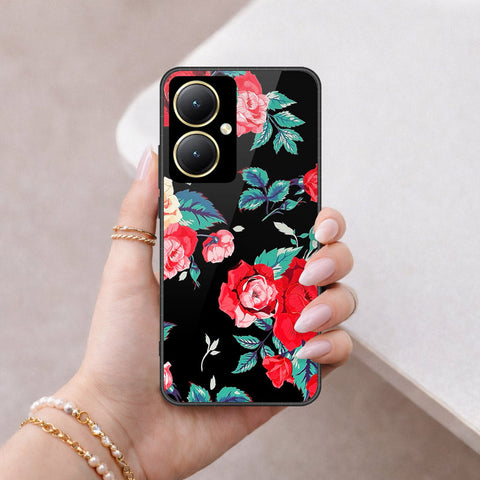 Vivo Y35m Plus Cover - Floral Series - HQ Ultra Shine Premium Infinity Glass Soft Silicon Borders Case