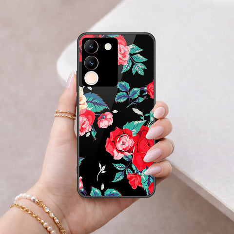 Vivo V29e Cover - Floral Series - HQ Ultra Shine Premium Infinity Glass Soft Silicon Borders Case