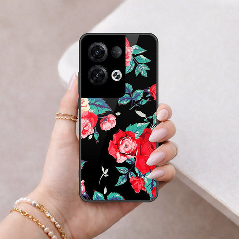 Oppo Reno 8 Pro  Cover - Floral Series - HQ Ultra Shine Premium Infinity Glass Soft Silicon Borders Case