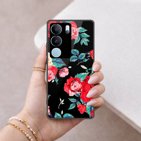 Vivo V29 Cover - Floral Series - HQ Ultra Shine Premium Infinity Glass Soft Silicon Borders Case