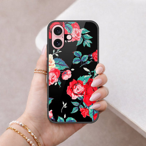 iPhone 16 - Floral Series - HQ Ultra Shine Premium Infinity Glass Soft Silicon Borders Case