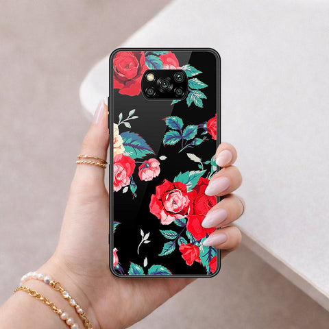 Xiaomi Poco X3 NFC Cover - Floral Series - HQ Ultra Shine Premium Infinity Glass Soft Silicon Borders Case