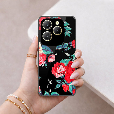 Infinix Hot 40 Cover - Floral Series - HQ Ultra Shine Premium Infinity Glass Soft Silicon Borders Case