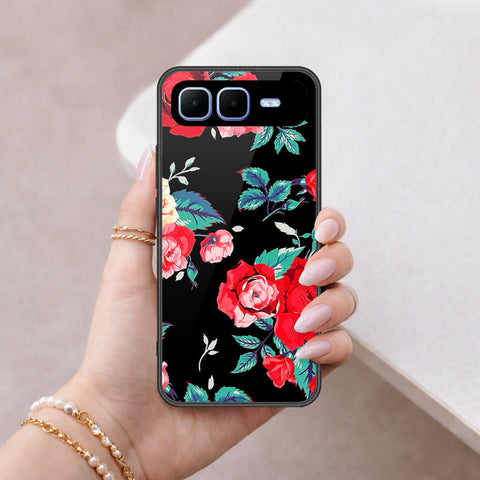 Infinix Smart 10 Plus Cover - Floral Series - HQ Ultra Shine Premium Infinity Glass Soft Silicon Borders Case