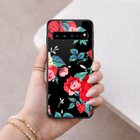 Samsung Galaxy S10 5G Cover - Floral Series - HQ Ultra Shine Premium Infinity Glass Soft Silicon Borders Case