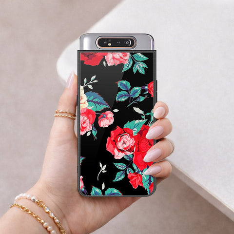 Samsung Galaxy A90 Cover - Floral Series - HQ Ultra Shine Premium Infinity Glass Soft Silicon Borders Case