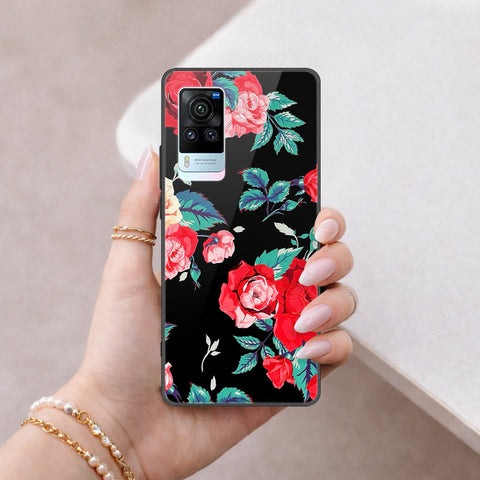 Vivo X60 Cover - Floral Series - HQ Ultra Shine Premium Infinity Glass Soft Silicon Borders Case