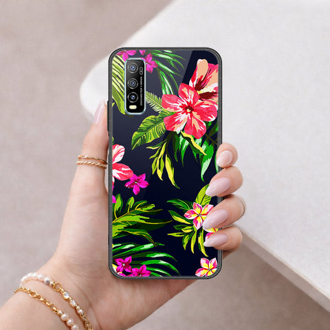Vivo Y70s Cover - Floral Series - HQ Ultra Shine Premium Infinity Glass Soft Silicon Borders Case