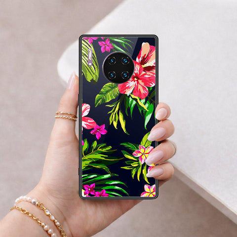 Huawei Mate 30 Pro Cover - Floral Series - HQ Ultra Shine Premium Infinity Glass Soft Silicon Borders Case