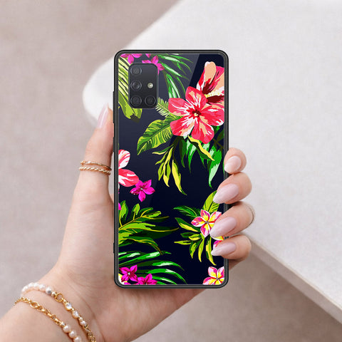 Samsung Galaxy A71 Cover - Floral Series - HQ Ultra Shine Premium Infinity Glass Soft Silicon Borders Case