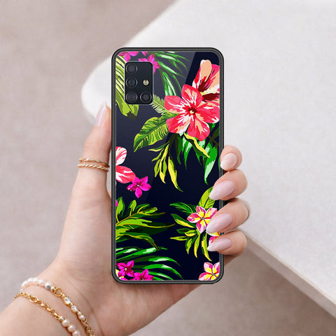 Samsung Galaxy A51 Cover - Floral Series - HQ Ultra Shine Premium Infinity Glass Soft Silicon Borders Case