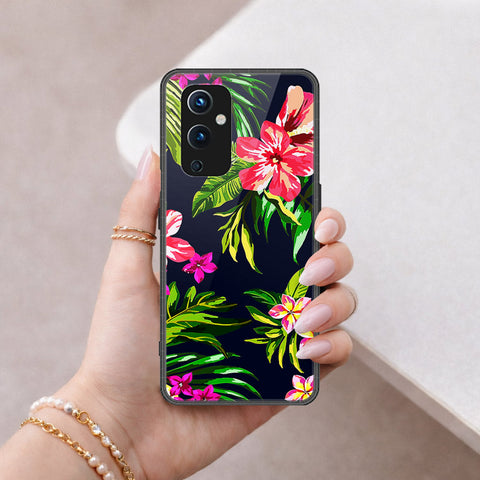 OnePlus 9 Cover - Floral Series - HQ Ultra Shine Premium Infinity Glass Soft Silicon Borders Case