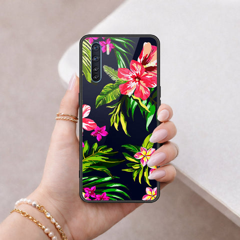 Oppo A91 Cover - Floral Series - HQ Ultra Shine Premium Infinity Glass Soft Silicon Borders Case