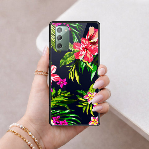 Samsung Galaxy Note 20 Cover - Floral Series - HQ Ultra Shine Premium Infinity Glass Soft Silicon Borders Case