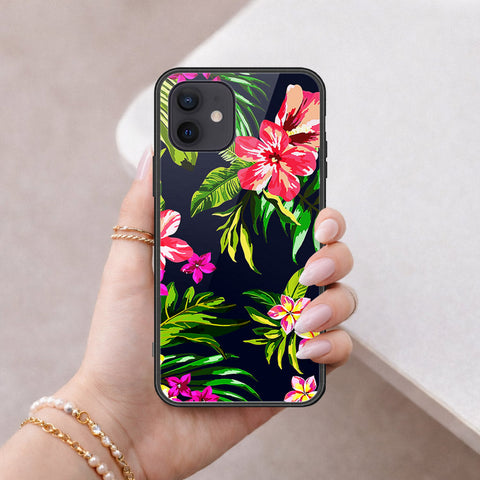 iPhone 12 Mini Cover - Floral Series - HQ Ultra Shine Premium Infinity Glass Soft Silicon Borders Case