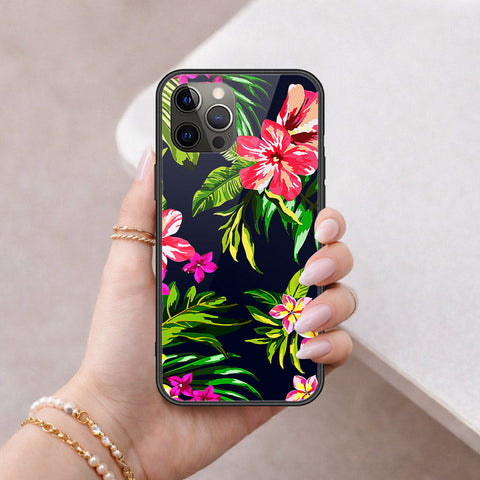iPhone 12 Pro Max - Floral Series - HQ Ultra Shine Premium Infinity Glass Soft Silicon Borders Case