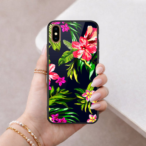 iPhone XS Max - Floral Series - HQ Ultra Shine Premium Infinity Glass Soft Silicon Borders Case