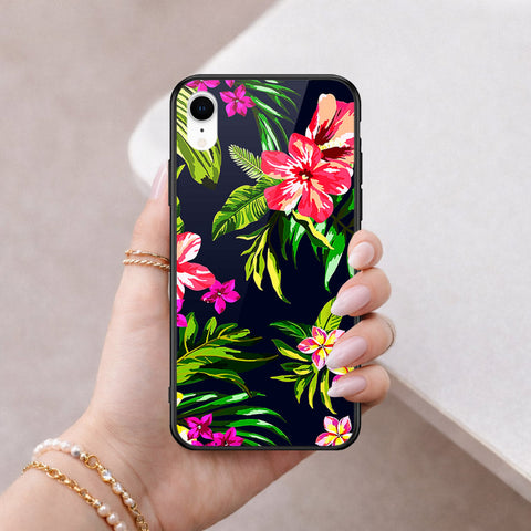 iPhone XR - Floral Series - HQ Ultra Shine Premium Infinity Glass Soft Silicon Borders Case
