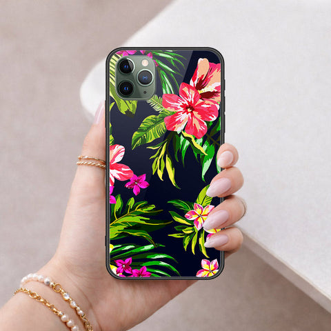 iPhone 11 Pro Max - Floral Series - HQ Ultra Shine Premium Infinity Glass Soft Silicon Borders Case