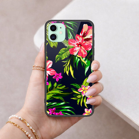 iPhone 11 - Floral Series - HQ Ultra Shine Premium Infinity Glass Soft Silicon Borders Case