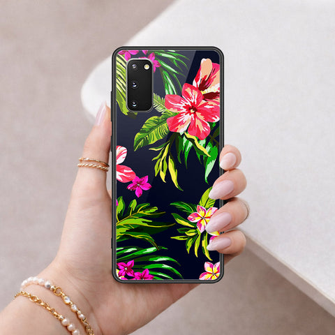Samsung Galaxy S20 Cover - Floral Series - HQ Ultra Shine Premium Infinity Glass Soft Silicon Borders Case
