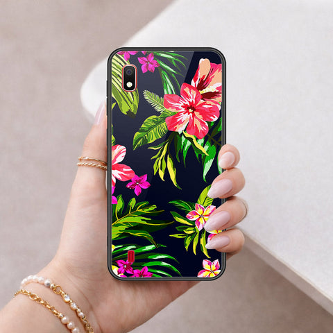 Samsung Galaxy A10 Cover - Floral Series - HQ Ultra Shine Premium Infinity Glass Soft Silicon Borders Case