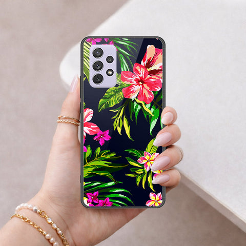 Samsung Galaxy A72 Cover - Floral Series - HQ Ultra Shine Premium Infinity Glass Soft Silicon Borders Case