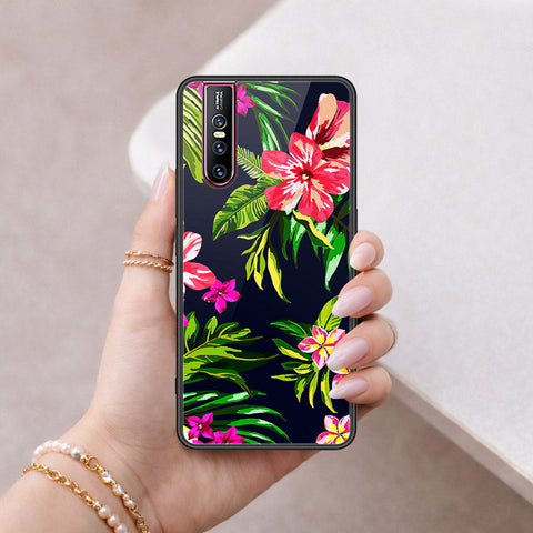 Vivo V15 Pro Cover - Floral Series - HQ Ultra Shine Premium Infinity Glass Soft Silicon Borders Case
