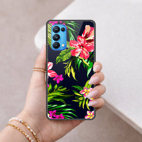 Oppo Reno 5 Pro 5G Cover - Floral Series - HQ Ultra Shine Premium Infinity Glass Soft Silicon Borders Case