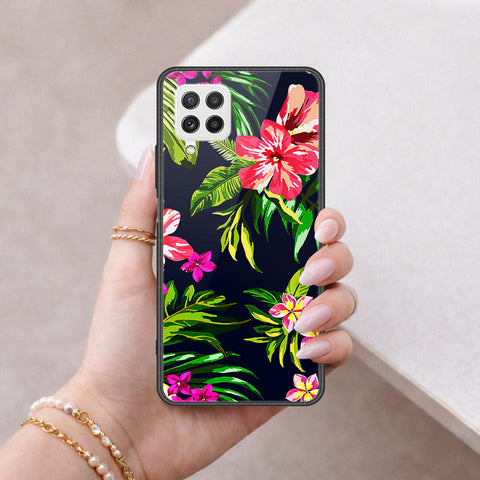 Samsung Galaxy A22 Cover - Floral Series - HQ Ultra Shine Premium Infinity Glass Soft Silicon Borders Case