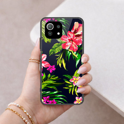 Xiaomi Mi 11 Lite Cover - Floral Series - HQ Ultra Shine Premium Infinity Glass Soft Silicon Borders Case