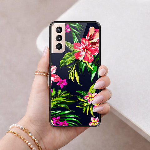 Samsung Galaxy S22 5G Cover - Floral Series - HQ Ultra Shine Premium Infinity Glass Soft Silicon Borders Case