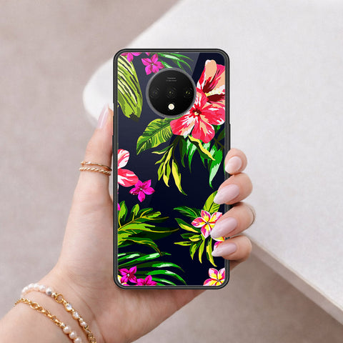 OnePlus 7T Cover - Floral Series - HQ Ultra Shine Premium Infinity Glass Soft Silicon Borders Case