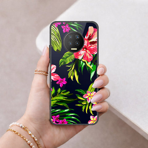 Infinix Note 7 Cover - Floral Series - HQ Ultra Shine Premium Infinity Glass Soft Silicon Borders Case